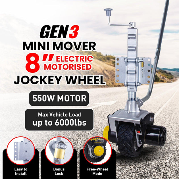 Buy Mini Mover Gen3 Electric Motorised Jockey Wheel 12v 550w discounted | Products On Sale Australia