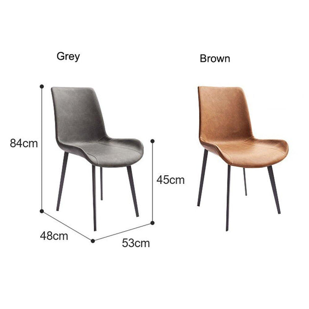 Minimal List Dining Chairs PU Retro Chair Cafe Kitchen Modern Metal Legs x 2 Brown Products On Sale Australia | Furniture > Dining Category