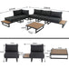 Buy Modern Outdoor 7 Piece Lounge Set with Slatted Polywood Design Tables discounted | Products On Sale Australia