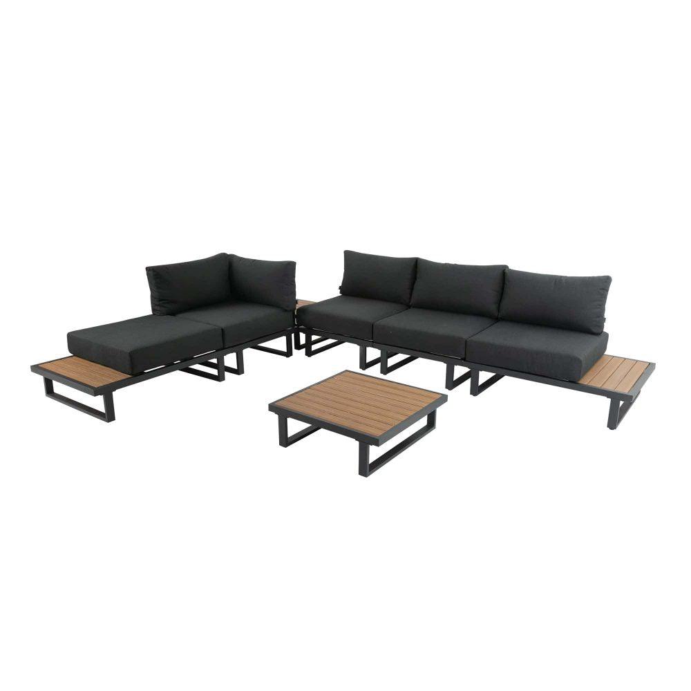 Buy Modern Outdoor 7 Piece Lounge Set with Slatted Polywood Design Tables discounted | Products On Sale Australia