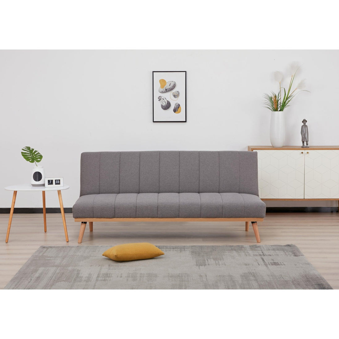 Buy Monroe 3 Seater Sofa Futon Bed Fabric Lounge Couch - Graphite discounted | Products On Sale Australia