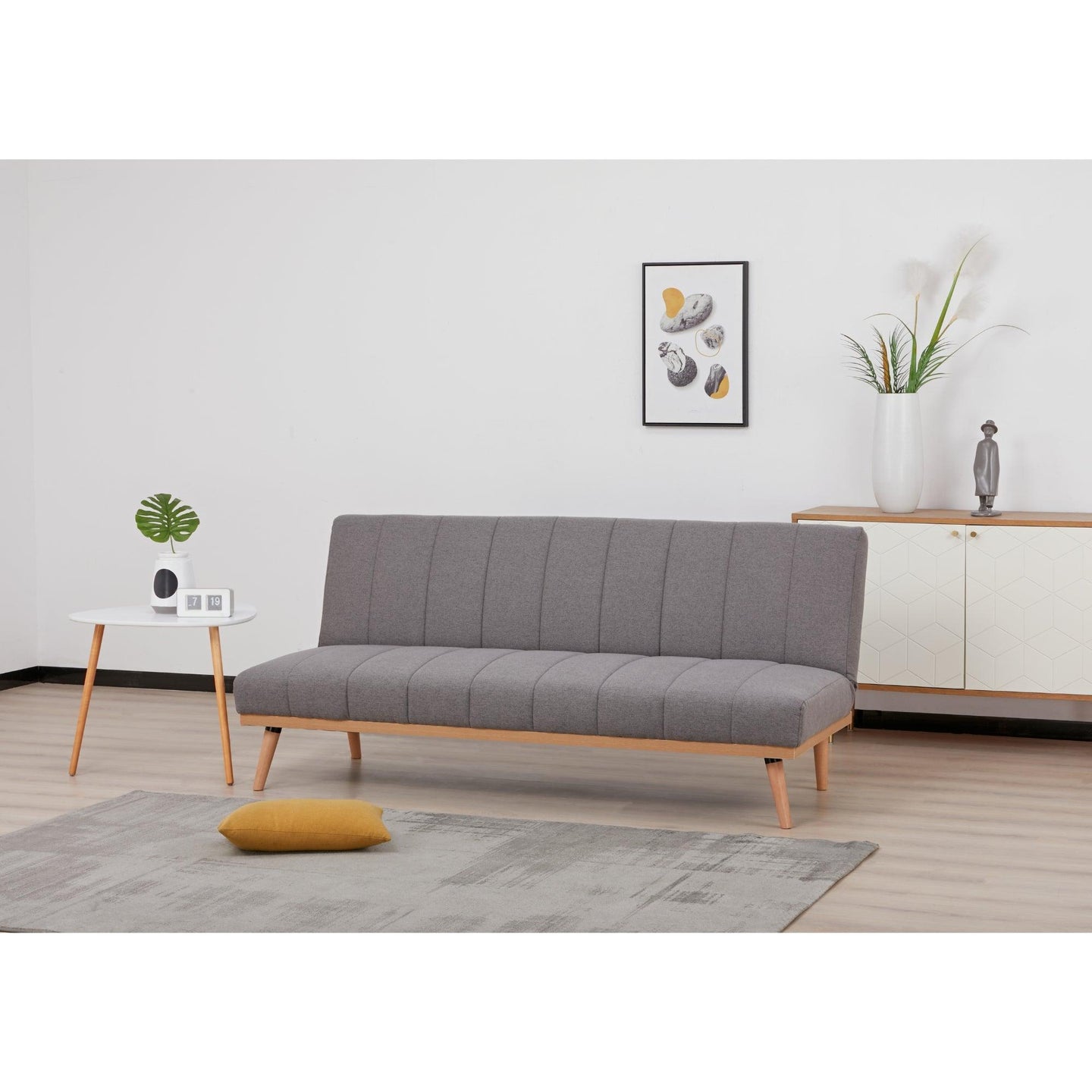 Buy Monroe 3 Seater Sofa Futon Bed Fabric Lounge Couch - Graphite discounted | Products On Sale Australia