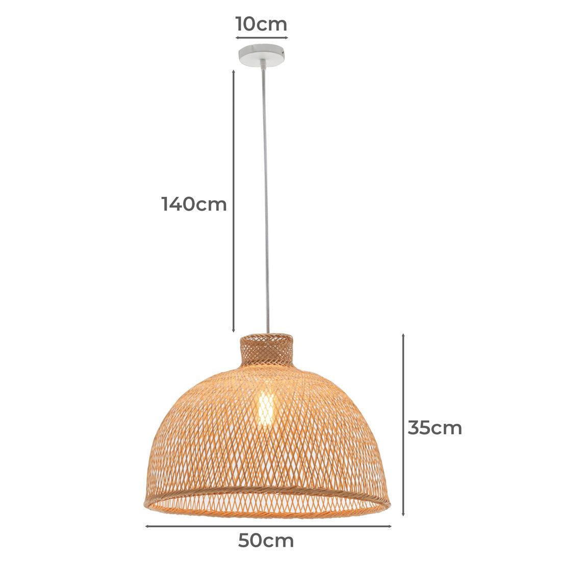 Buy Natural Hand Woven Bamboo Dome Pendant Lamp Hanging Light Rattan Style discounted | Products On Sale Australia