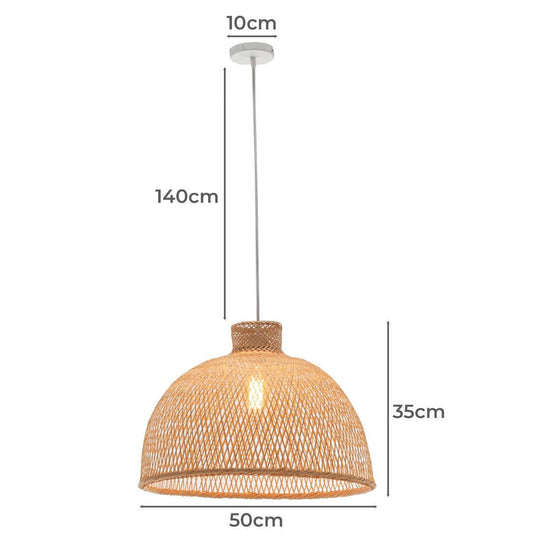 Buy Natural Hand Woven Bamboo Dome Pendant Lamp Hanging Light Rattan Style discounted | Products On Sale Australia