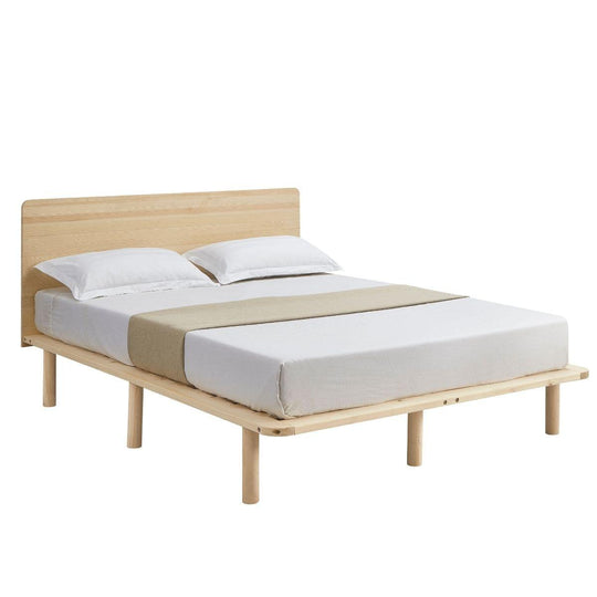 Buy Natural Solid Wood Bed Frame Bed Base with Headboard King Single discounted | Products On Sale Australia