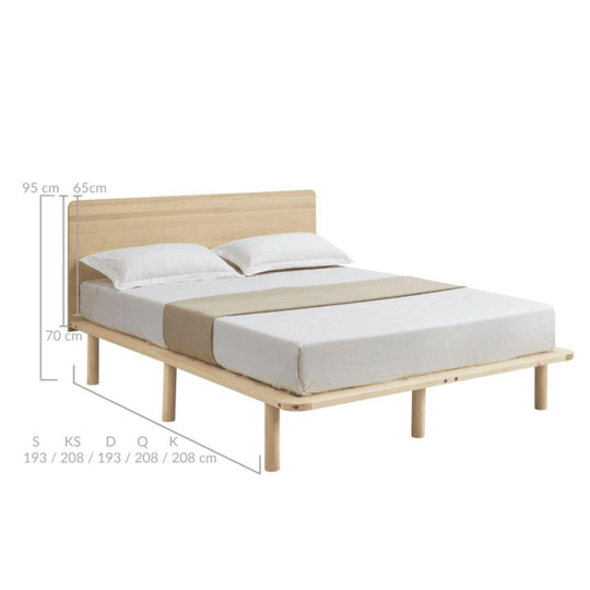 Buy Natural Solid Wood Bed Frame Bed Base with Headboard King Single discounted | Products On Sale Australia