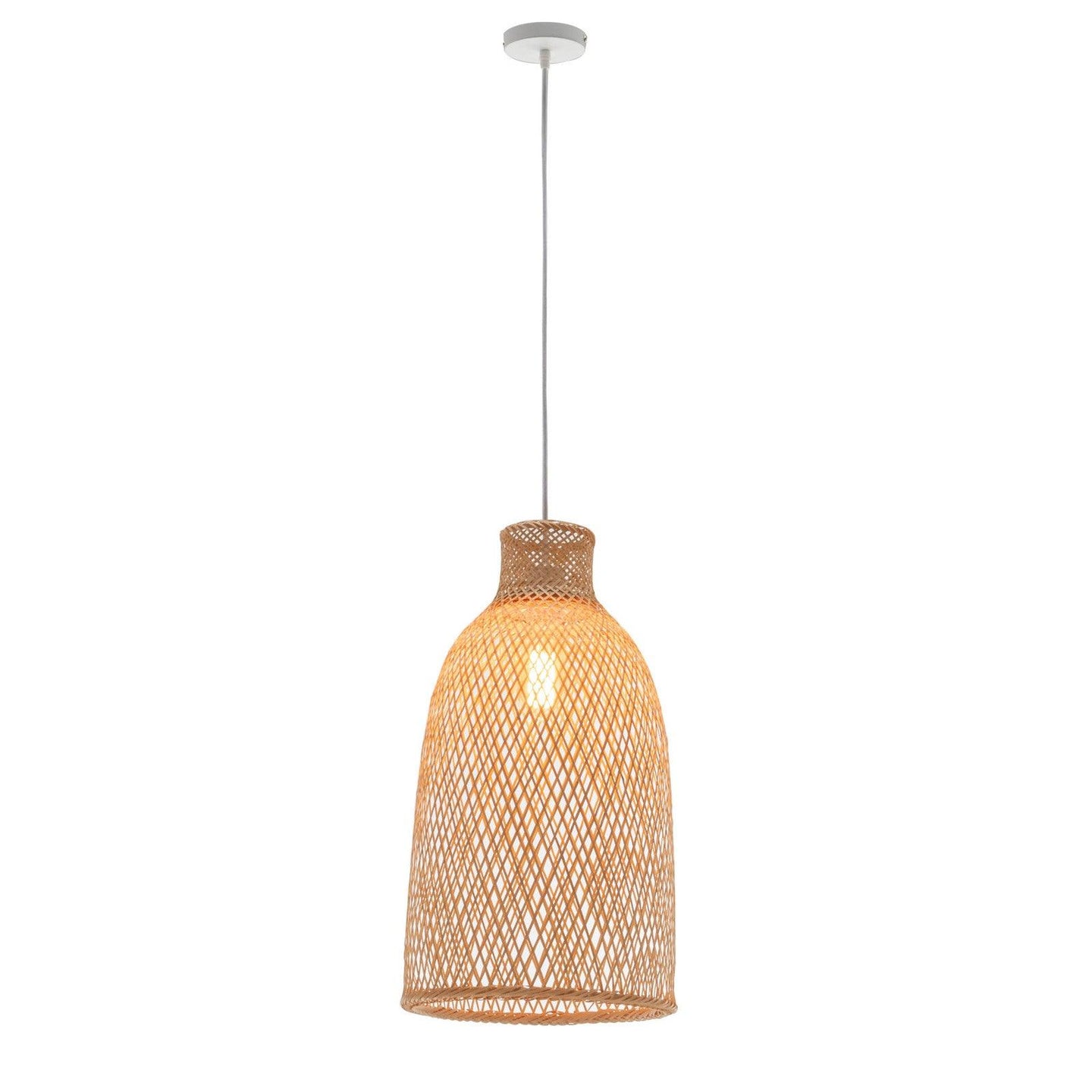 Buy Natural Woven Bamboo Cone Pendant Lamp Hanging Light Bell Shade Boho Tropical discounted | Products On Sale Australia