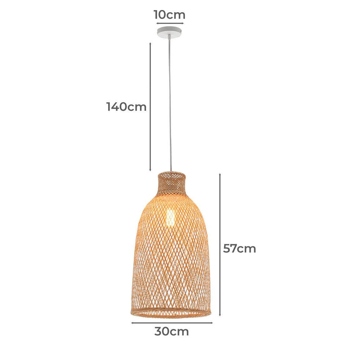 Buy Natural Woven Bamboo Cone Pendant Lamp Hanging Light Bell Shade Boho Tropical discounted | Products On Sale Australia