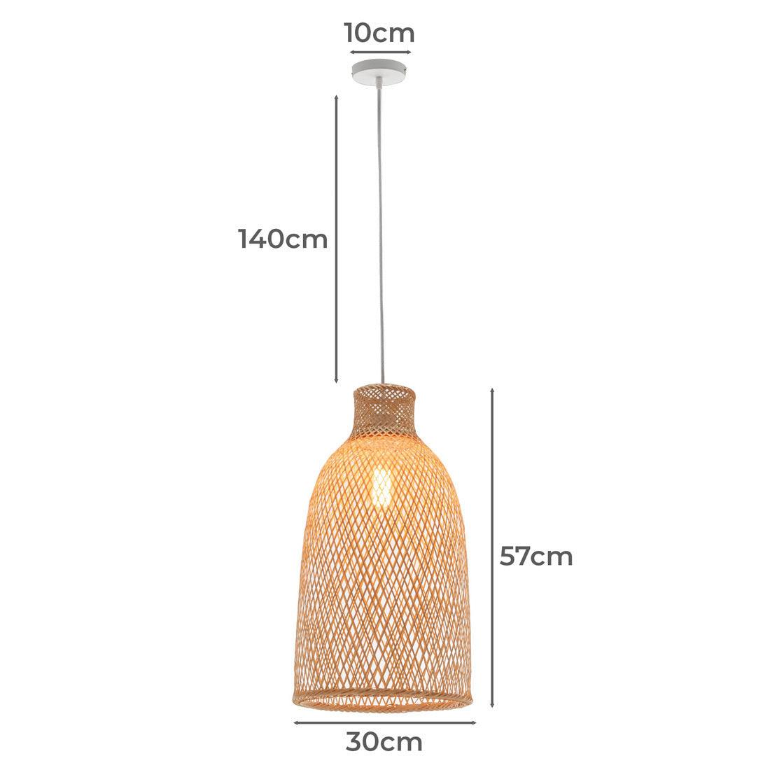 Buy Natural Woven Bamboo Cone Pendant Lamp Hanging Light Bell Shade Boho Tropical discounted | Products On Sale Australia