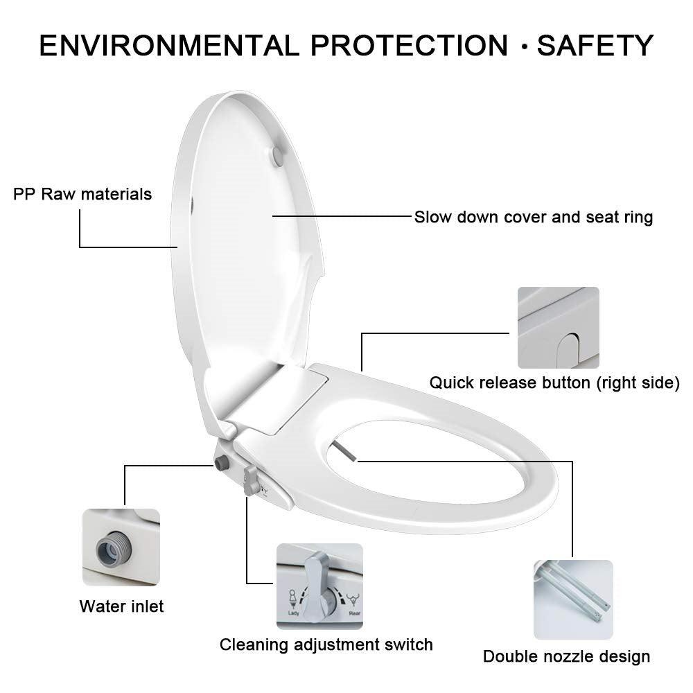 Buy Non Electric Bidet Toilet Seat O Cover Bathroom Dual Nozzle Spray Water Wash discounted | Products On Sale Australia