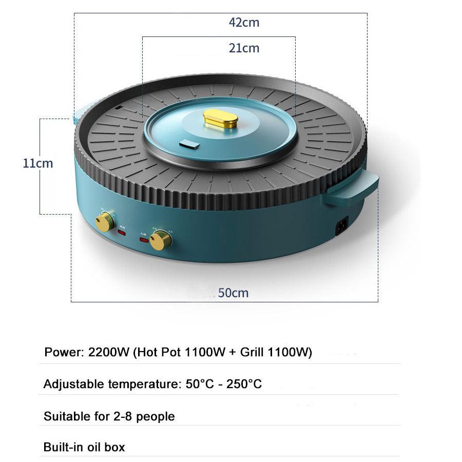 Buy Nonstick Griddle,2in1 Grill Pan Hot Pot Hotpot bbq Electric Cooker Smokeless Grill Shabu Pot Cook discounted | Products On Sale Australia