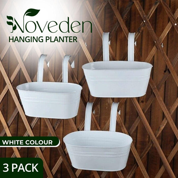 NOVEDEN 3 Pack Metal Iron Hanging Flower Pots with Detachable Hooks (White) NE-PSD-102-JJ Products On Sale Australia | Home & Garden > Garden Tools Category