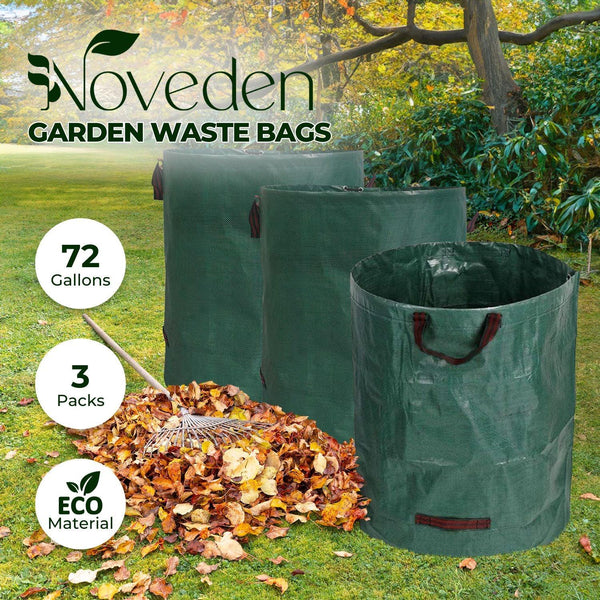 Buy NOVEDEN 3 Packs Garden Waste Bags with 72 gallons (Green) NE-GWB-100-XS | Products On Sale Australia