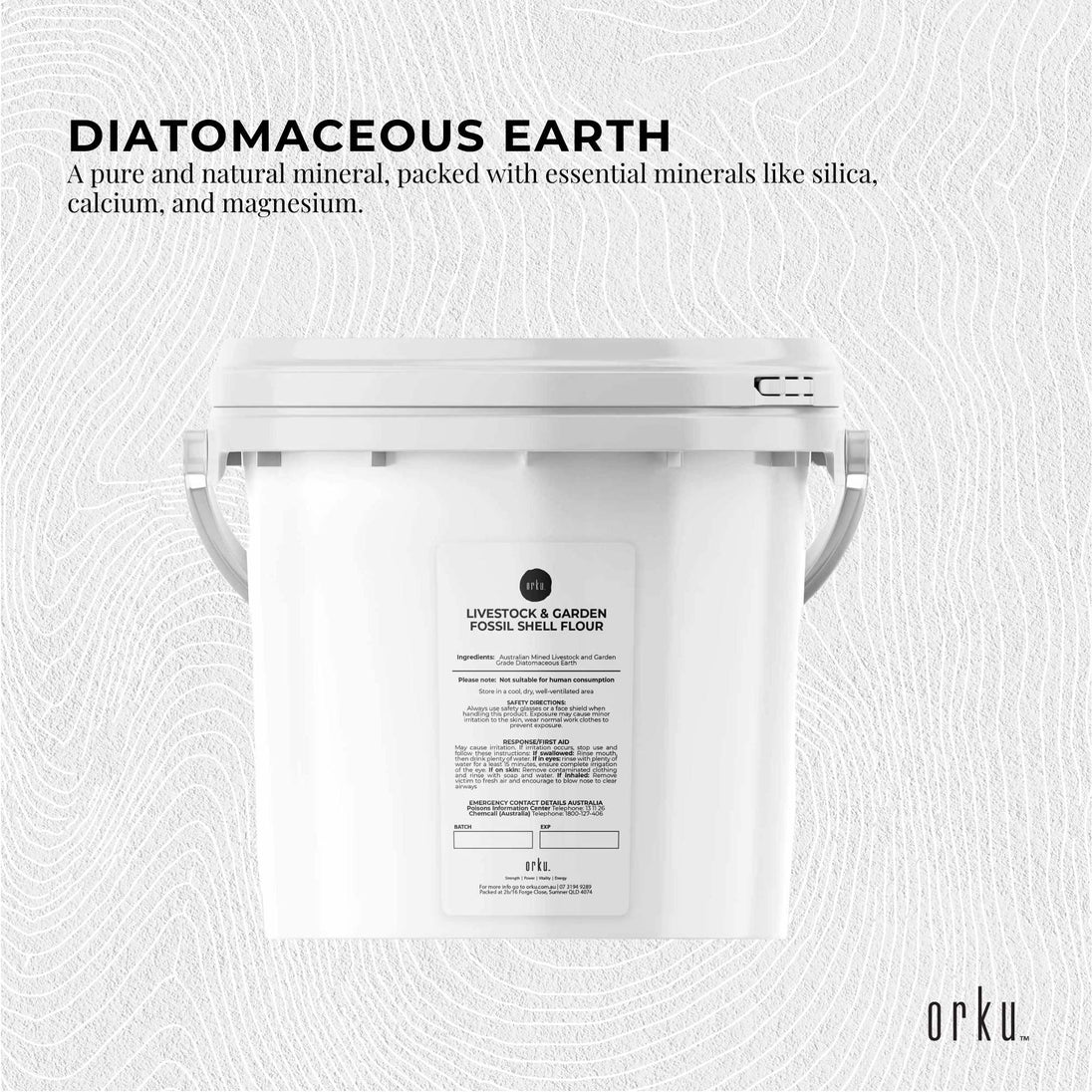 Buy Orku 3Kg Fossil Shell Flour Tub - Livestock Garden Diatomaceous Earth discounted | Products On Sale Australia