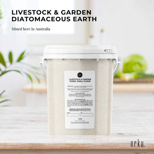 Buy Orku 700g Fossil Shell Flour Tub - Livestock Garden Diatomaceous Earth discounted | Products On Sale Australia