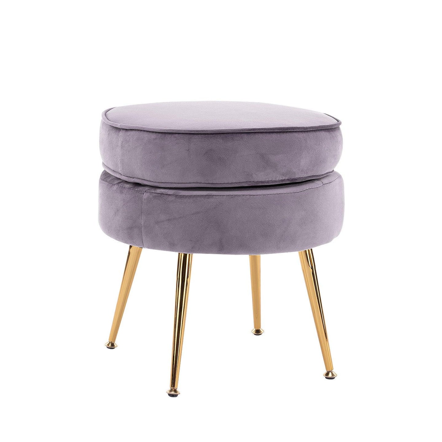 Buy Ottoman Foot Stool Velvet Fabric Metal Leg Round GREY discounted | Products On Sale Australia