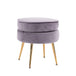 Buy Ottoman Foot Stool Velvet Fabric Metal Leg Round GREY discounted | Products On Sale Australia