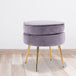 Buy Ottoman Foot Stool Velvet Fabric Metal Leg Round GREY discounted | Products On Sale Australia