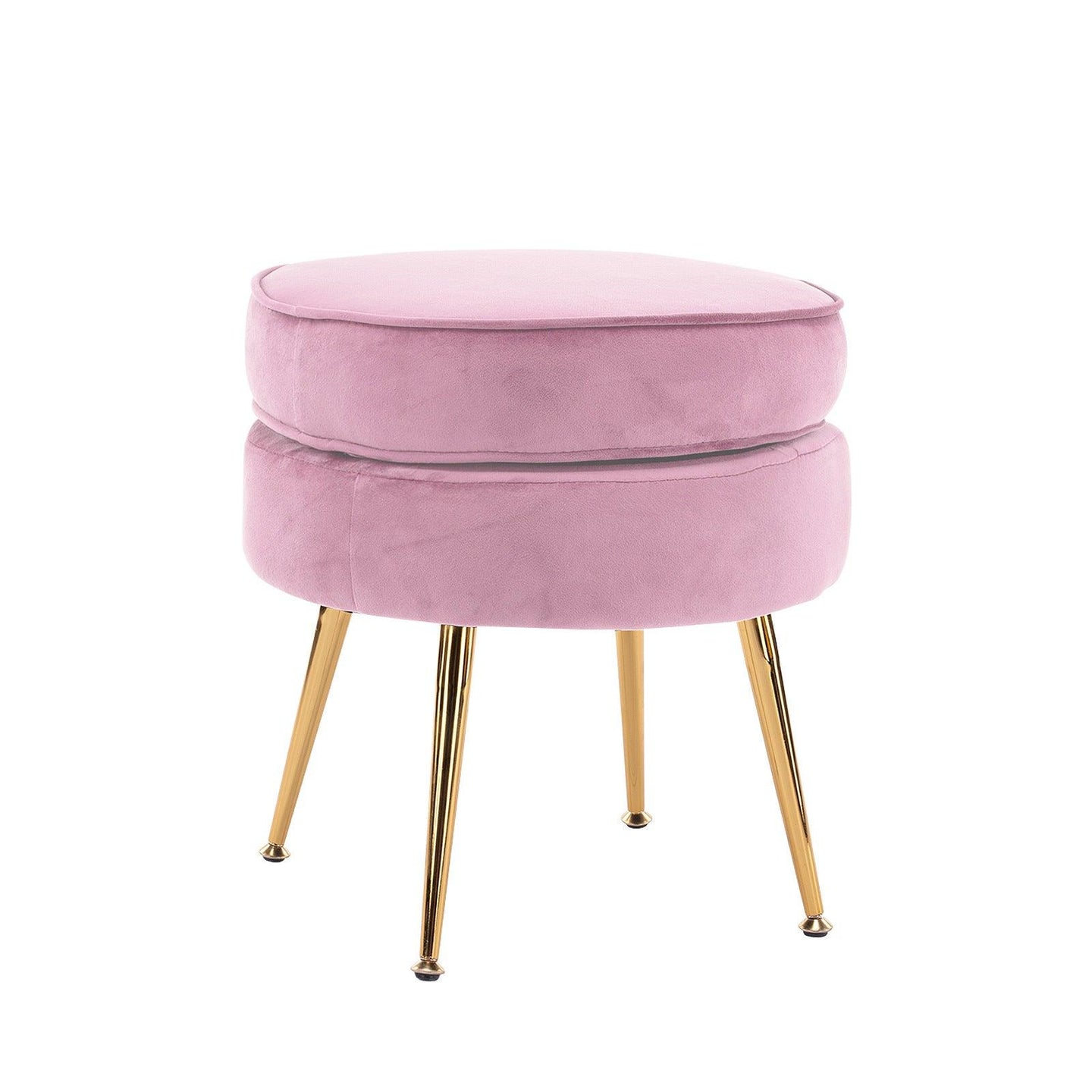 Buy Ottoman Foot Stool Velvet Fabric Metal Leg Round PINK discounted | Products On Sale Australia