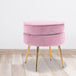 Buy Ottoman Foot Stool Velvet Fabric Metal Leg Round PINK discounted | Products On Sale Australia