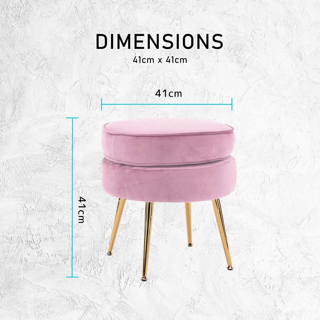 Buy Ottoman Foot Stool Velvet Fabric Metal Leg Round PINK discounted | Products On Sale Australia