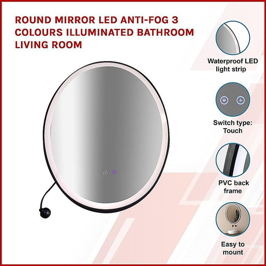 Buy Oval Mirror LED Anti-Fog Illuminated Bathroom Living Room discounted | Products On Sale Australia