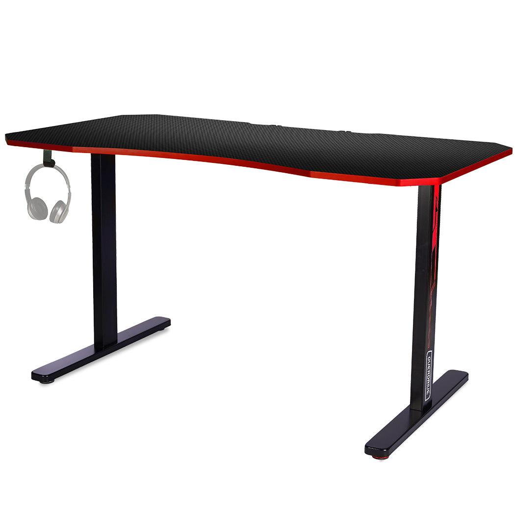 Buy OVERDRIVE Gaming Desk 139cm PC Setup Table Computer Carbon Fiber Style Black discounted | Products On Sale Australia