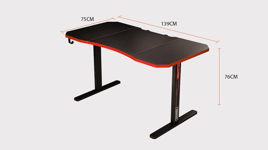 Buy OVERDRIVE Gaming Desk 139cm PC Setup Table Computer Carbon Fiber Style Black discounted | Products On Sale Australia