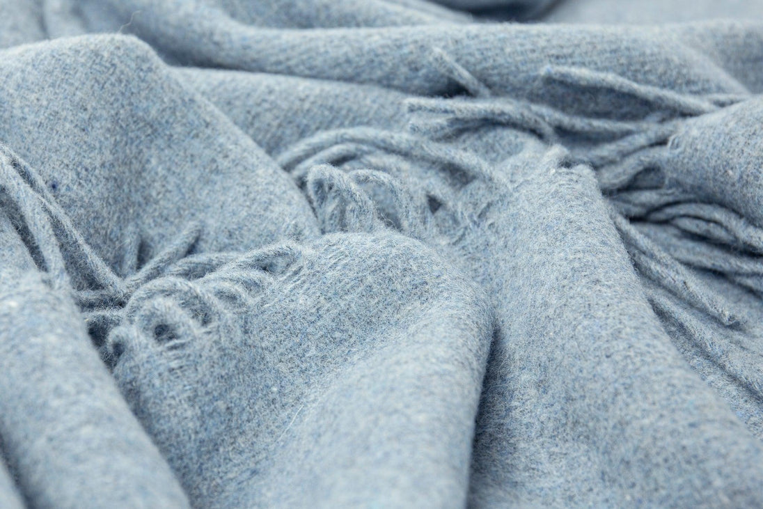 Buy Oxford Throw - Merino Wool Blend - Sky Blue discounted | Products On Sale Australia