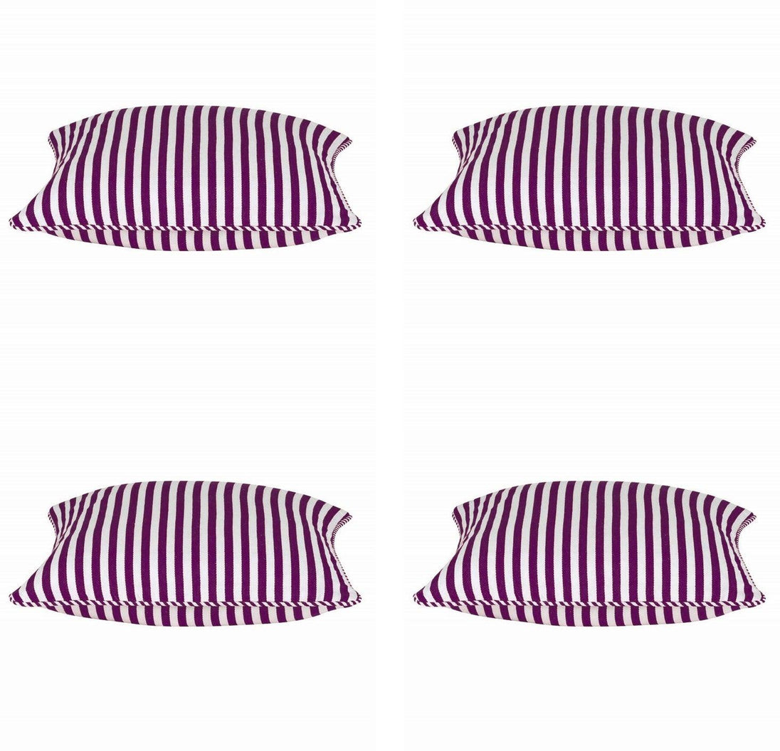 Buy Pack of 4 Dandi Fuchsia Plum Purple & White Striped Square Cushion Covers 40x40cm discounted | Products On Sale Australia