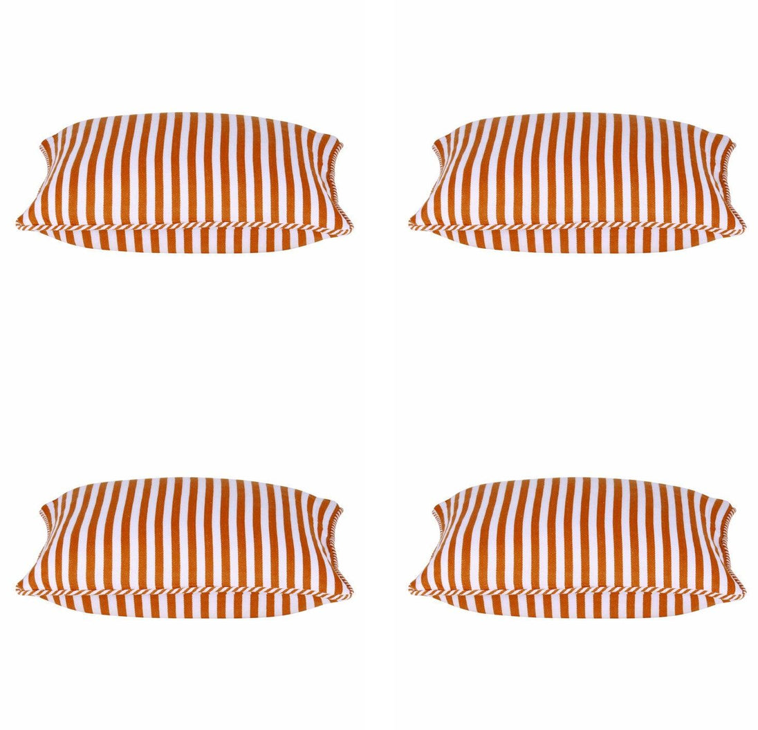 Buy Pack of 4 Dandi Orange & White Striped Nautical Cushion Covers 40x40cm discounted | Products On Sale Australia