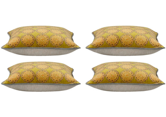 Buy Pack of 4 Duffy Mustard and Grey Square Cushion Covers discounted | Products On Sale Australia