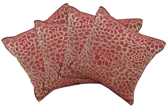 Buy Pack of 4 Flower Marone Petal Design Square Cushion Covers Maroon discounted | Products On Sale Australia