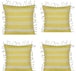 Buy Pack of 4 Fresh Yellow & White Striped Cushion Cover with knotted edging discounted | Products On Sale Australia