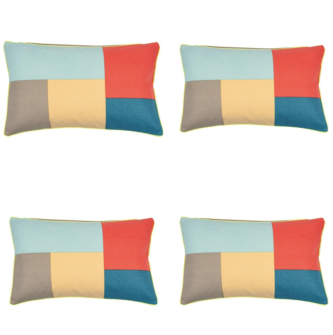 Buy Pack of 4 Geo Beige Block Design Rectangle Cushion Cover 30cm x 50cm discounted | Products On Sale Australia