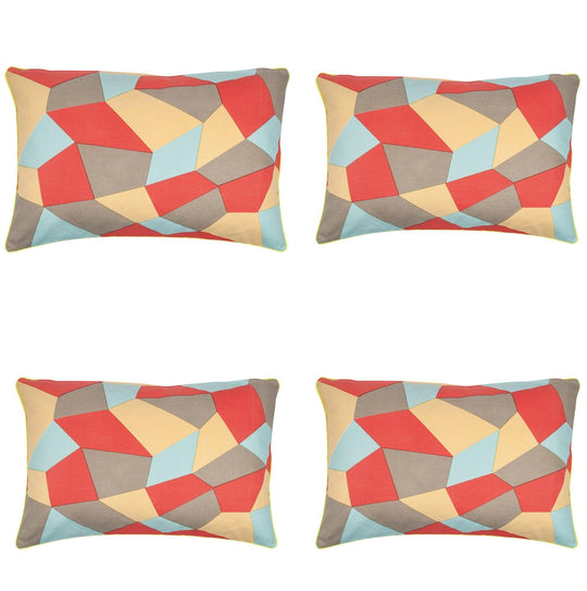 Buy Pack of 4 Geo Beige Geometric Design 40x60cm Rectangle Cushion Covers discounted | Products On Sale Australia