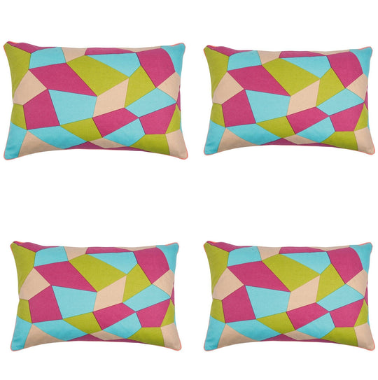 Buy Pack of 4 Geo Green Geometric Design Rectangle 40x60cm Cushion Covers discounted | Products On Sale Australia