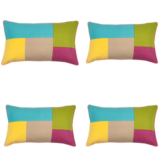 Buy Pack of 4 Geo Turquoise Block Design 30x50cm Cushion Cover discounted | Products On Sale Australia