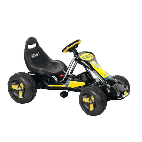 Buy Pedal Powered Go-Kart for Children (Black) Ride & Steer/ 4-Wheel Vehicle discounted | Products On Sale Australia