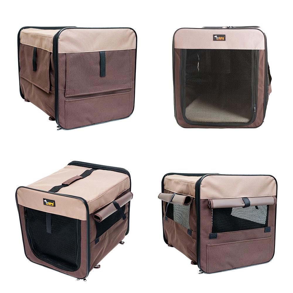 Buy Pet Carrier Bag Soft Dog Crate Cage Kennel Tent House Foldable Portable Car Bed Grey 46x38x41CM discounted | Products On Sale Australia