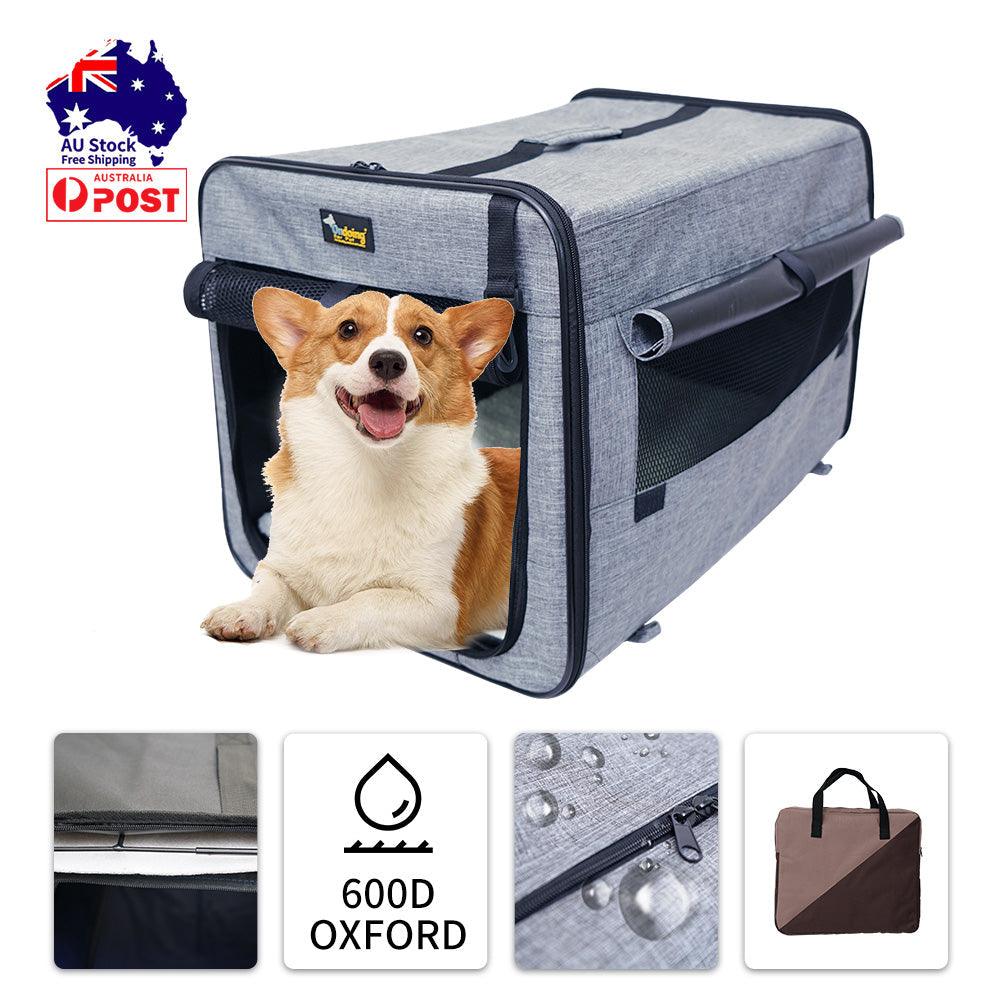 Buy Pet Carrier Bag Soft Dog Crate Cage Kennel Tent House Foldable Portable Car Bed Grey 46x38x41CM discounted | Products On Sale Australia