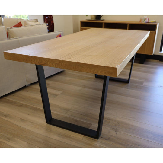 Buy Petunia Dining Table 180cm Elm Timber Wood Black Metal Leg - Natural discounted | Products On Sale Australia