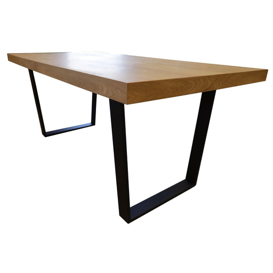 Buy Petunia Dining Table 210cm Elm Timber Wood Black Metal Leg - Natural discounted | Products On Sale Australia