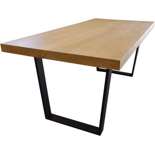 Buy Petunia Dining Table 210cm Elm Timber Wood Black Metal Leg - Natural discounted | Products On Sale Australia