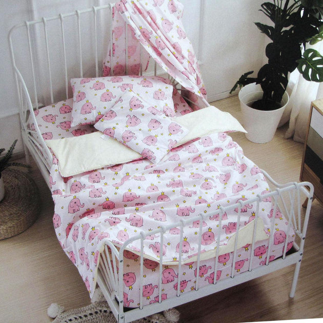 Buy Pinky Elephant Baby 100% Cotton Printed Sheet Set Cot Size discounted | Products On Sale Australia