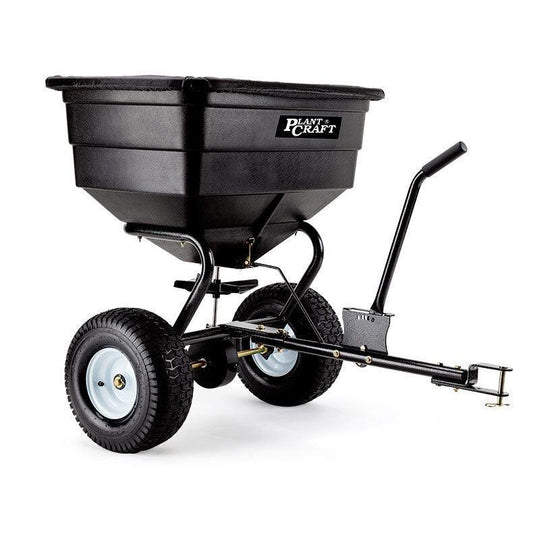 Buy PLANTCRAFT Tow Behind Broadcast Spreader 90kg 105L Seed Fertiliser Tow Rotary discounted | Products On Sale Australia