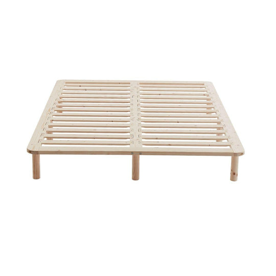 Buy Platform Bed Base Frame Wooden Natural Double Pinewood discounted | Products On Sale Australia