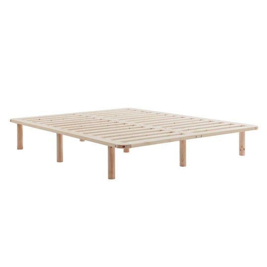 Buy Platform Bed Base Frame Wooden Natural Double Pinewood discounted | Products On Sale Australia