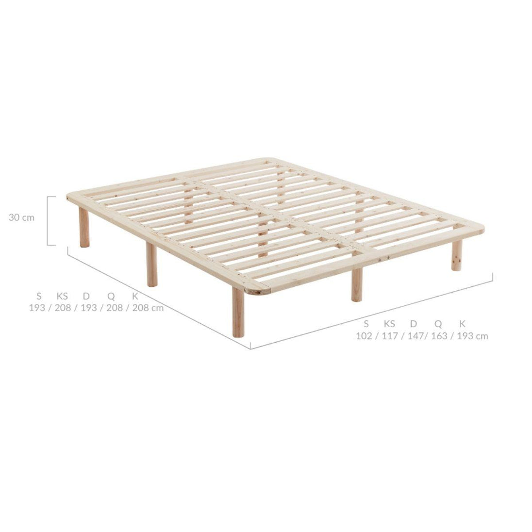 Buy Platform Bed Base Frame Wooden Natural Double Pinewood discounted | Products On Sale Australia