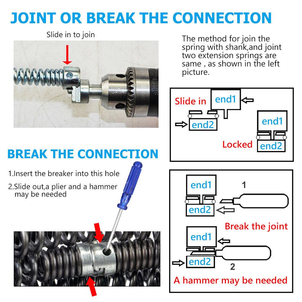 Buy Plumber Drain Snake Pipe Metal Cleaner Pipeline Sewer 12M + 6 Drill Bit Tool DIY discounted | Products On Sale Australia